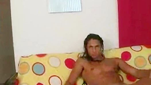 Long-Haired Eduardo Strokes His Massive Cock for Circle Jerk Boys