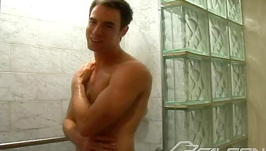 Austin Pouts Seductively While Jerking Off Lying Down