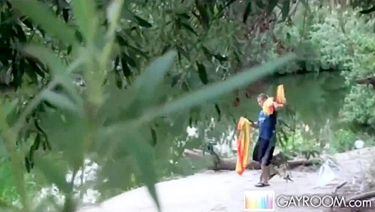 Lakefront Dick Play Ends in Slick Facial - Gay XXX