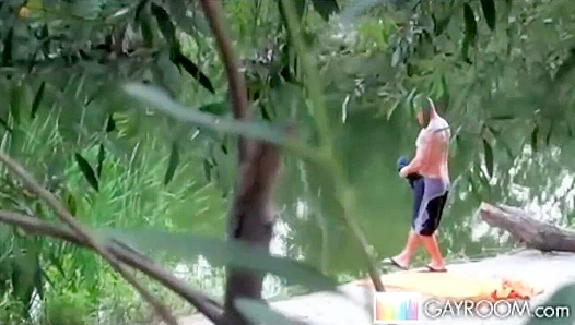 Lakefront Dick Play Ends in Slick Facial - Gay XXX