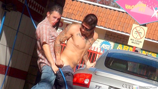 Butt Bandit Teases at Car Wash ~ Mario & Montana's Dirty Deeds - Gay XXX