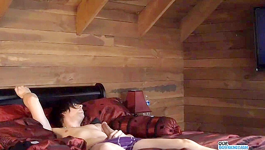 Emo Cutie Strokes His Gorgeous Dick on the Bed - OurBoyFriends