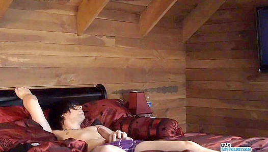 Emo Cutie Strokes His Gorgeous Dick on the Bed - OurBoyFriends
