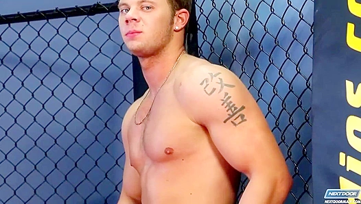 Tattooed Hunk Jerks Off Joyfully Next Door