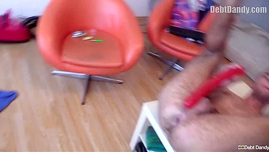 Hairy Ass Gets Stretched by Big Toy - Debt Dandy