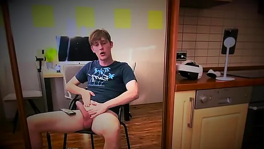 Blonde Boy 18+ chases big fat cock - Cumshot