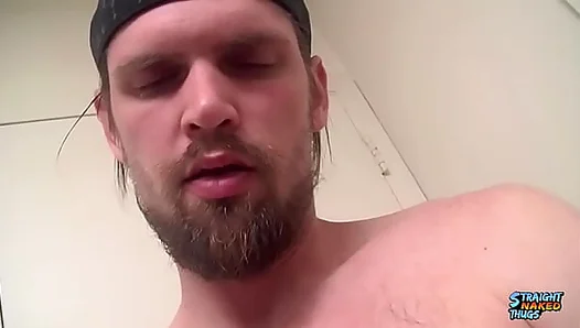 Straight Naked Thugs: Nolans Swollen Tip Blasts Cream On The Mirror While Stroking