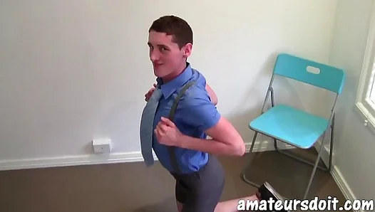 Amateurs Do It - Hung twink strokes big dick and cums after strip tease