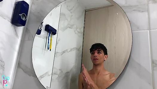 CUTE LATIN BOY SHOWS HIS BIG DICK IN HIS ROOM