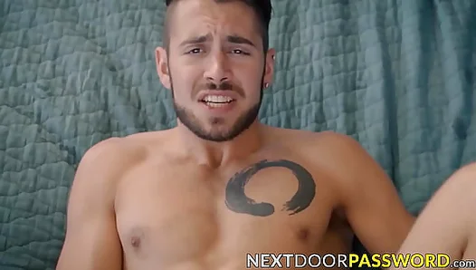 Hairy stud Donte Thick jerks off big dicked stepbro Dante Colle