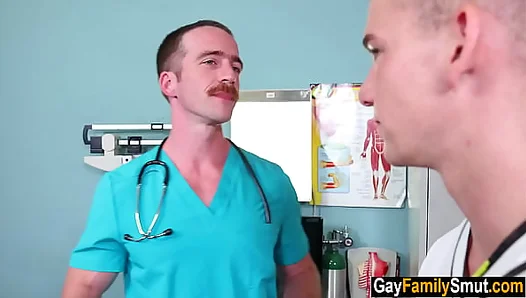 Gay stepson examinded and fucked by doctor stepdad