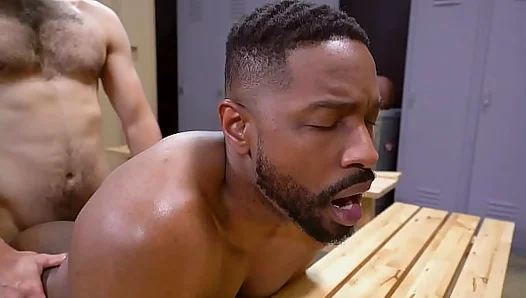 Black stud gets fucked in the locker room
