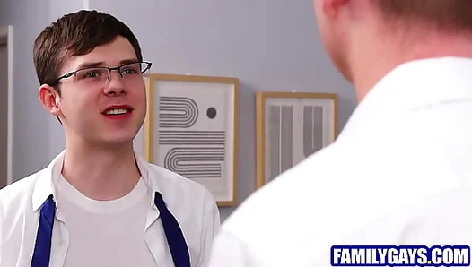 Step dad teaching step son how to use cock ring