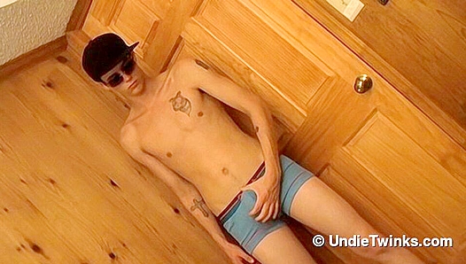 Twink Cain Crams Cum in His Blue Boxers