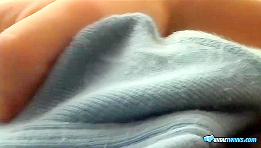 Twink Cain Crams Cum in His Blue Boxers