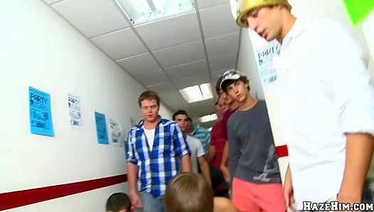 Hardcore Hallway Fuck ~ Dominant Dude Hazes His Submissive Stud