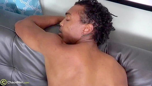 Chiseled Black Stud Strokes His Massive Cock for the Camera - ChaosMen