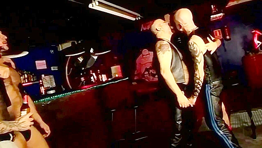 Leather Daddies Take Over ~ Amateur Gay Bar Foreplay & More