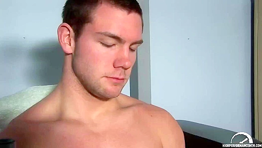 Jacked Brunette Shows Off His Moves in the Locker Room