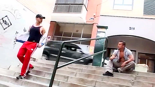 Ripped Latino Men Pound Each Other on Marble Steps