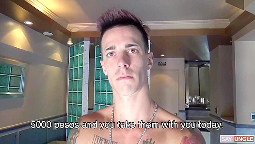 Latin Cutie with Uncut Cock Jerks Off for Cash - Hot Amateur Leche Session