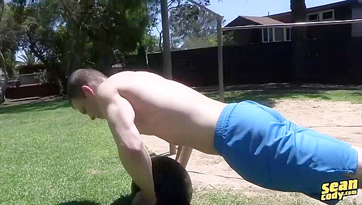 Ed's Shredded Abs Flex as He Strokes His Uncut Cock Live on Cam - Sean Cody