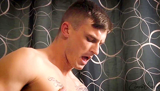 Tattooed Barrett Strokes His Cock in Steamy Solo Action