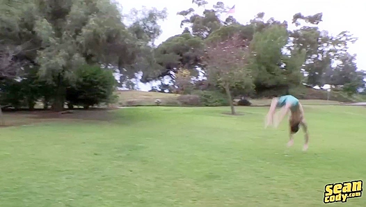 Bubble-Butt Elisha Cums Solo on Black Stool