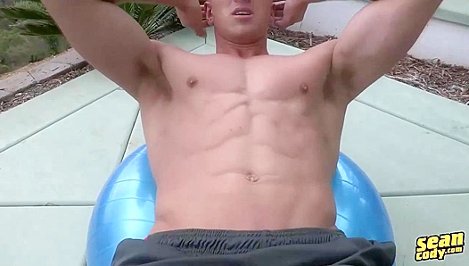 Ripped Anderson Puts On a Show ~ Working Out & Jerking Off on the Floor