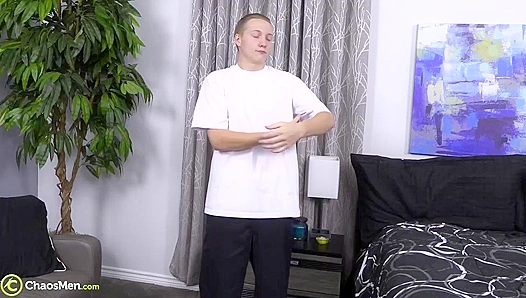 Pouty Newcomer Jacks His Hard Cock On Camera