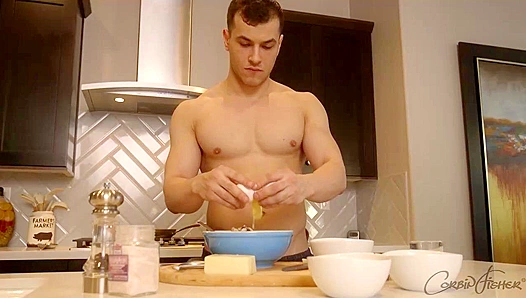 Cute CookMitch Fucks Fake Cock, Cums Hard in Shower