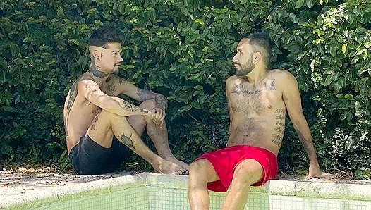 Tattooed Latino Lovers Kendro & Milo Splash into Poolside Passion
