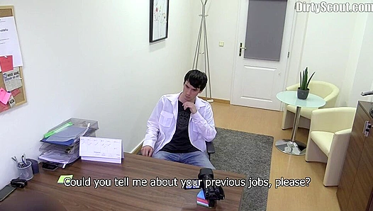 Office Chair Jerk Off ~ Scrawny Hottie Gets Filthy