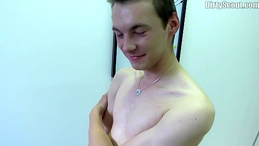 Office Chair Jerk Off ~ Scrawny Hottie Gets Filthy