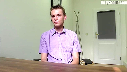 Office Chair Jerk Off ~ Scrawny Hottie Gets Filthy
