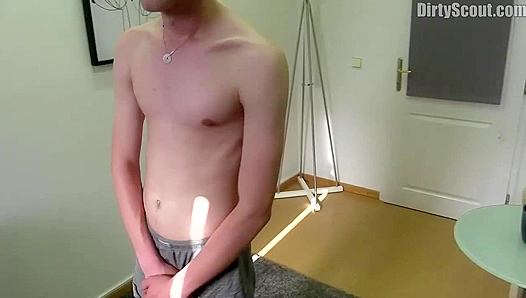 Office Chair Jerk Off ~ Scrawny Hottie Gets Filthy