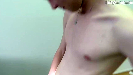 Office Chair Jerk Off ~ Scrawny Hottie Gets Filthy