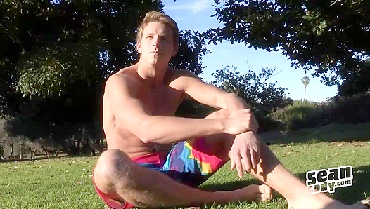 Truman's Tan Lines ~ Handsome Hottie Blows His Load Hard