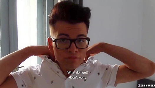 Nerdy Twink in Glasses Bounces Wildly on Cock – Czech Hunter POV