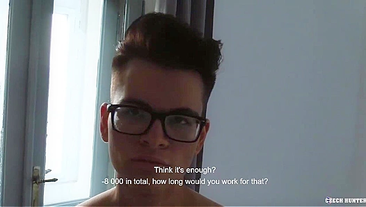 Nerdy Twink in Glasses Bounces Wildly on Cock – Czech Hunter POV
