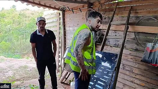 THE BOSS AND THE EMPLOYEE The employee finishes his task and his boss gets very aroused