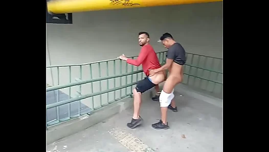 Caught in the act: well-endowed men urinate and then have sex with each other