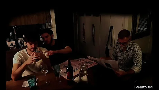 Exhibitionist gay couple in front of real StepGrandpa (old young)