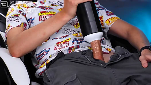 Horny Guy Uses an Auto Blow Toy That Gives his Big Hard Cock a Powerful Orgasm Making his