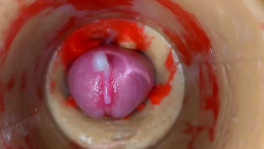 Camera deep inside tight pussy captures huge cum explosion 4k