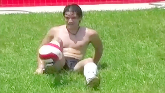 Soccer Stud Antonio Kneels for a Slick Solo Stroke