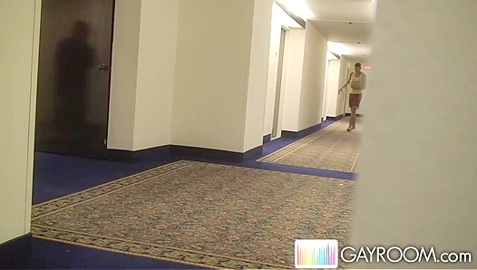 Dildo Surprises in the Fancy Hotel Hallway - Gay XXX