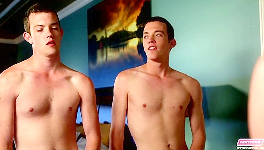 Nextdoor Twinks Explore Bisexual Urges ~ Hot Mutual Masturbation Session