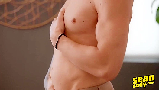 Tattooed Twink Masturbates Solo on King-Size Bed