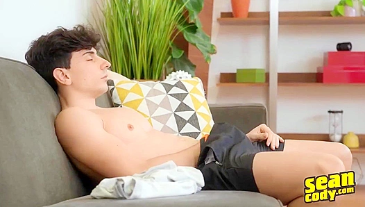 Curly-Haired Hottie Alessandro Blows a Massive Load for Sean Cody